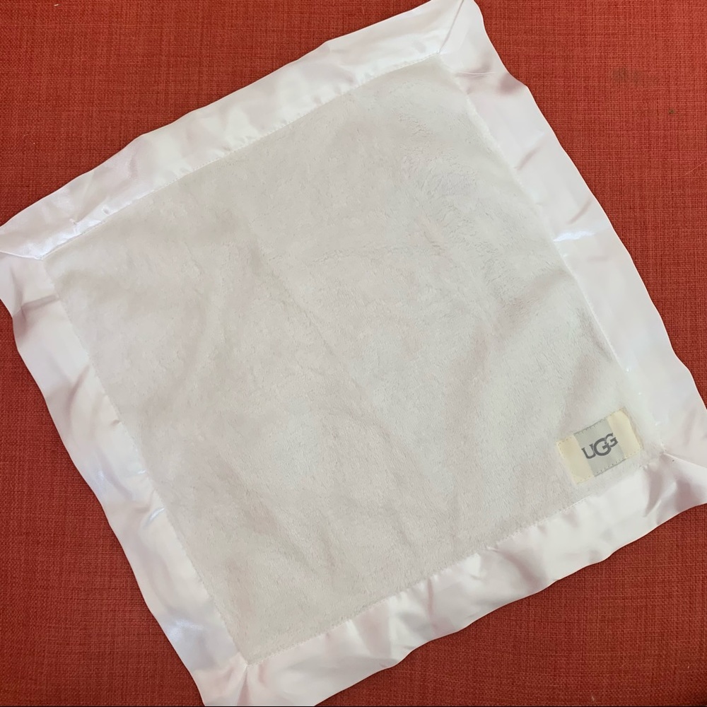 UGG white fleece baby blanket - 14” x 14” - new